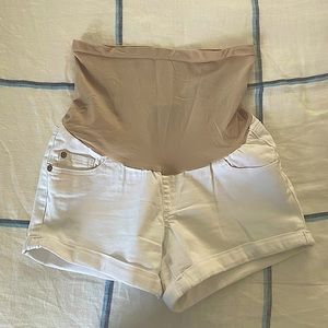White maternity shorts
